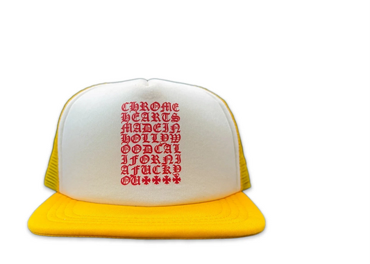 Chrome Hearts Eyechart Trucker Hat Yellow