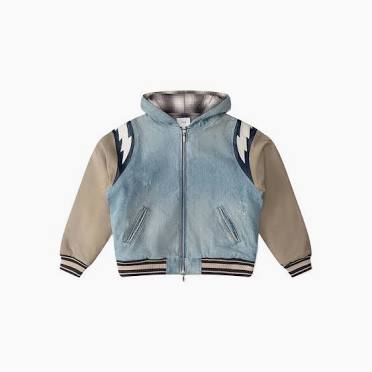 Rhude Denim Lightning Bomber Hoodie