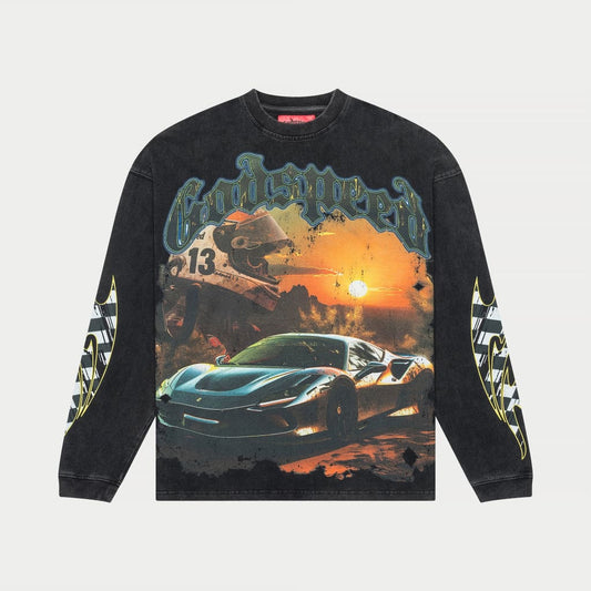 Godspeed Sunset Drift LS T-Shirt Black Wash
